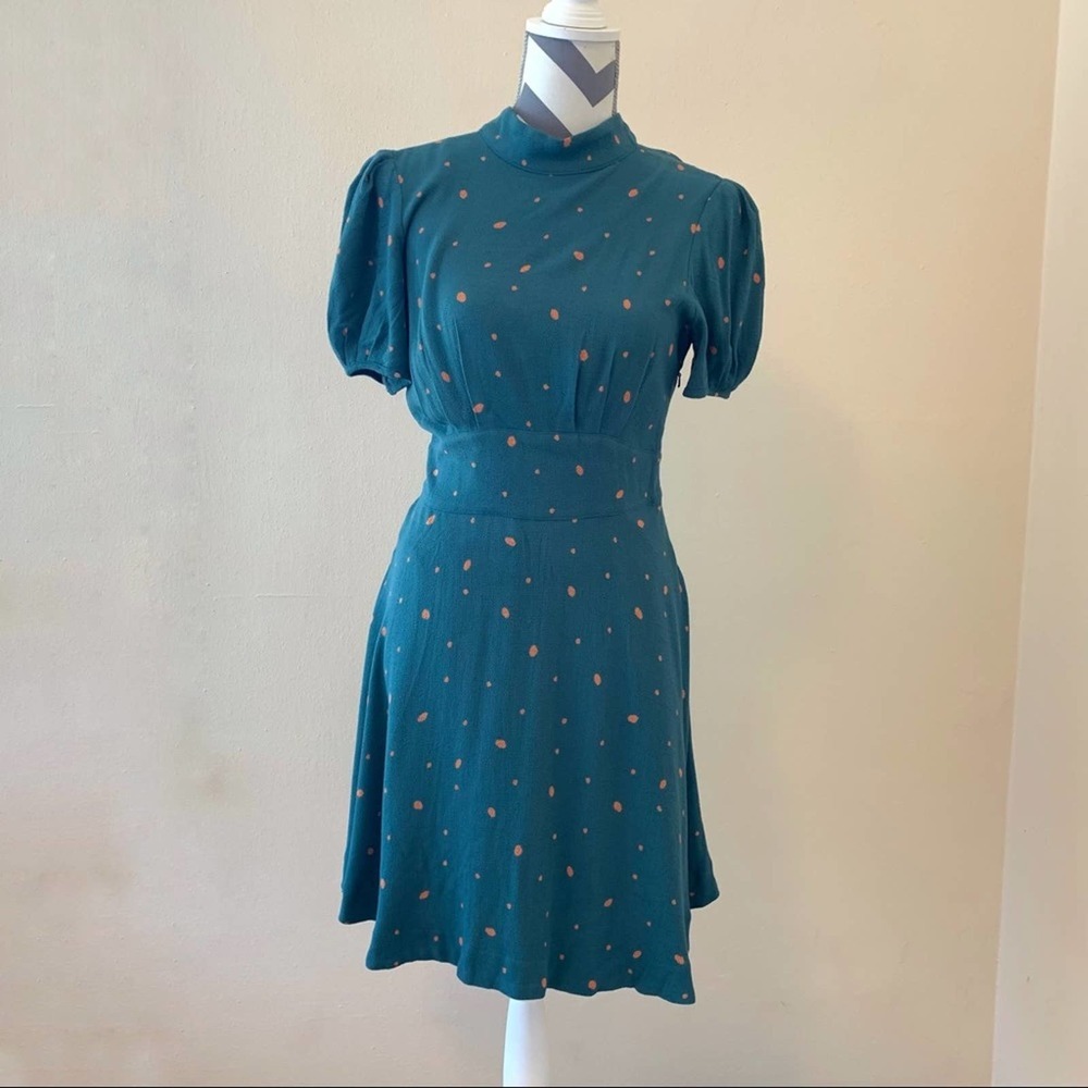 Free People Abbie Printed Mock Neck SS Mini Dress 4 - Picture 15 of 16
